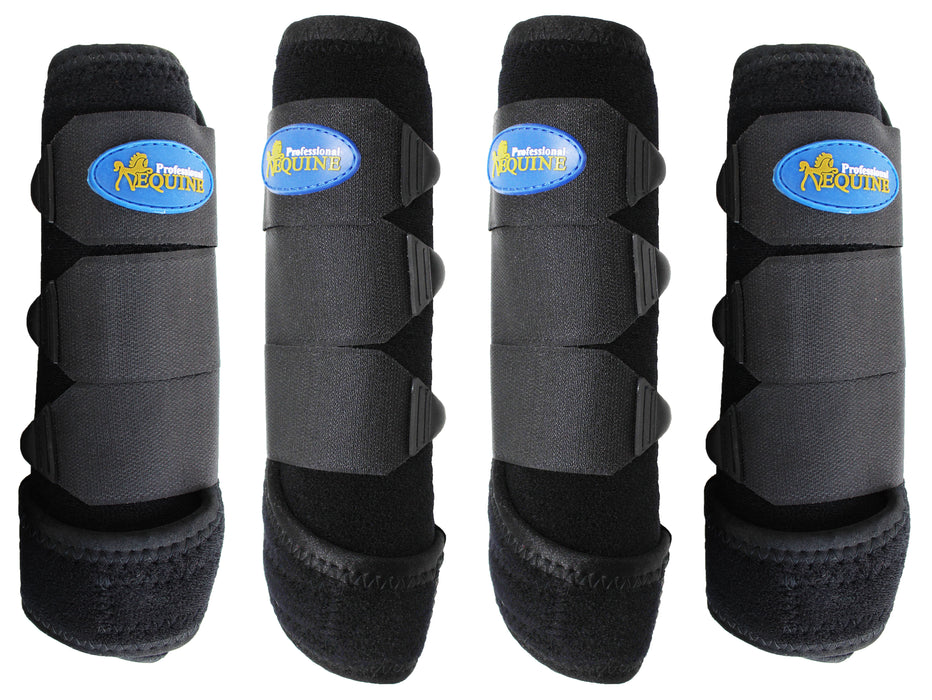 Large Horse Sports Medicine Front & Back Leg Splint Boots Black 41BKC-L