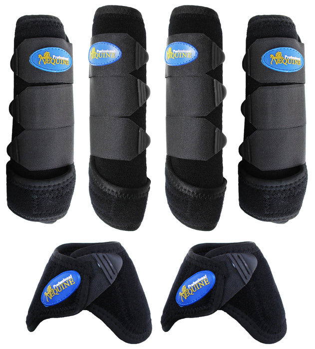 Professional Equine Horse Sports Medicine Splint Boots & Bell Boots Combo 41BKD