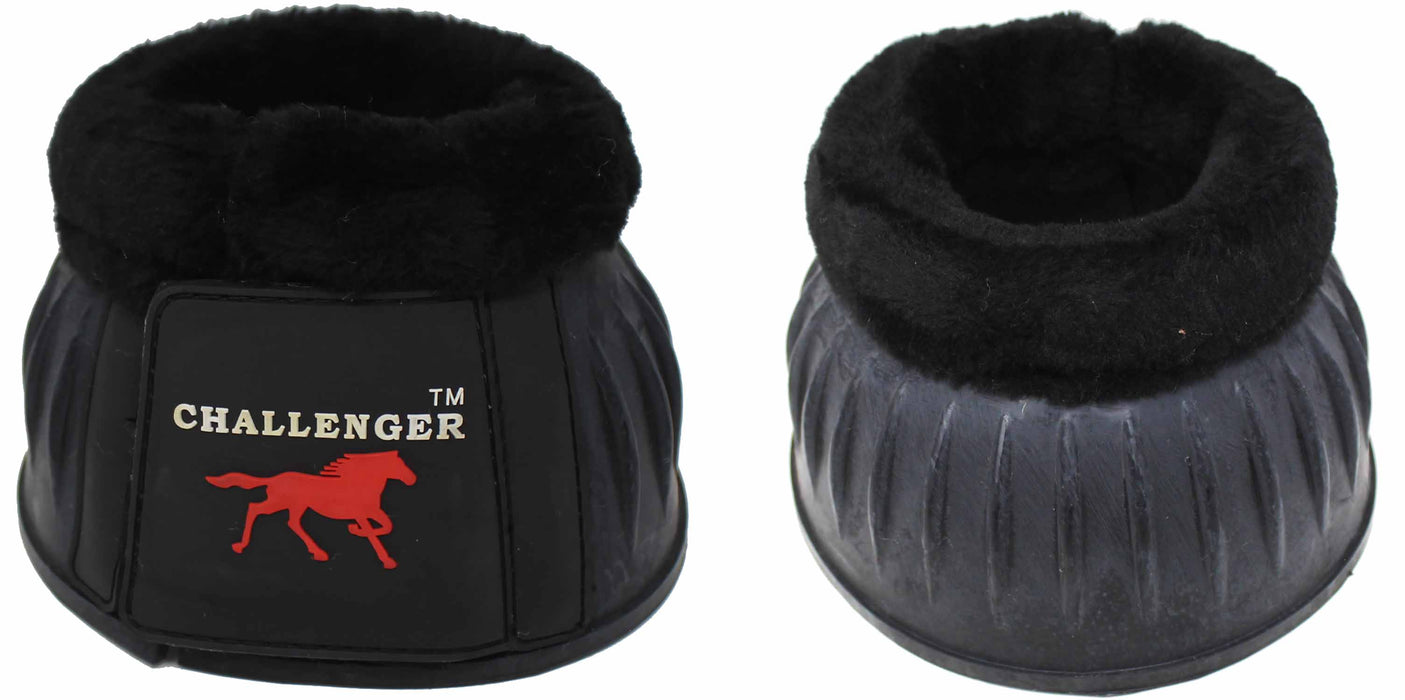 Horse Training Ribbed Rubber Hoof Impact Overreach Protection Fleece Lined Bell Boots 41HI01
