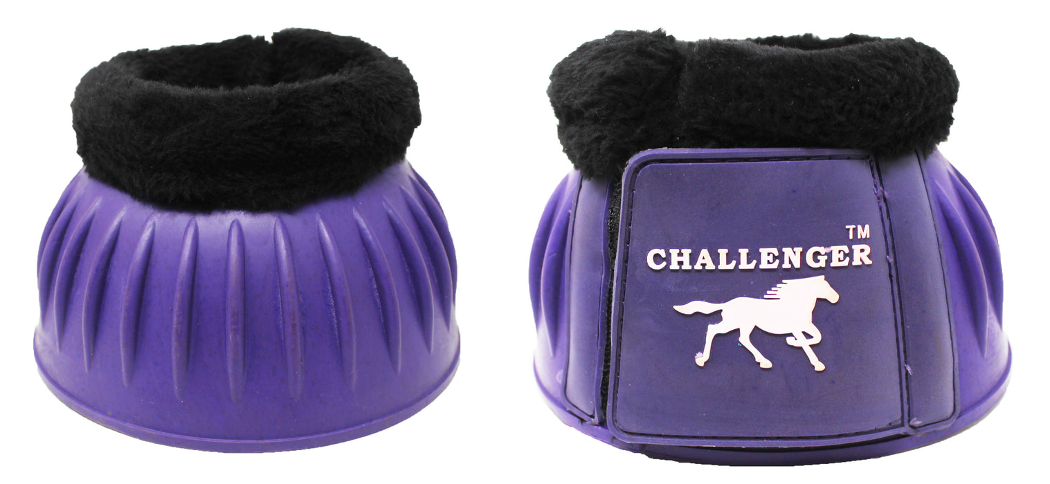 Horse Training Ribbed Rubber Hoof Impact Overreach Protection Fleece Lined Bell Boots 41HI01