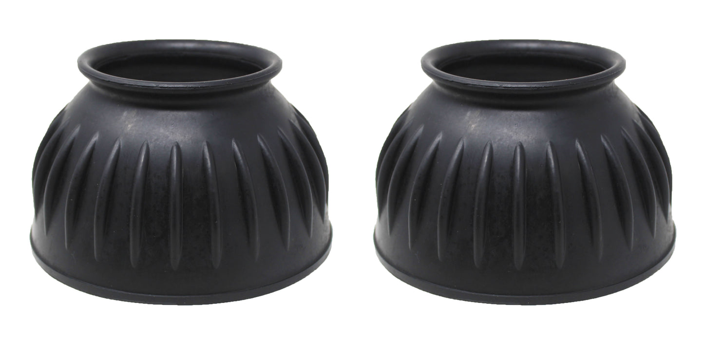 Horse Training Ribbed Rubber Hoof Impact Pull On Overreach Protection Bell Boots 41HI02