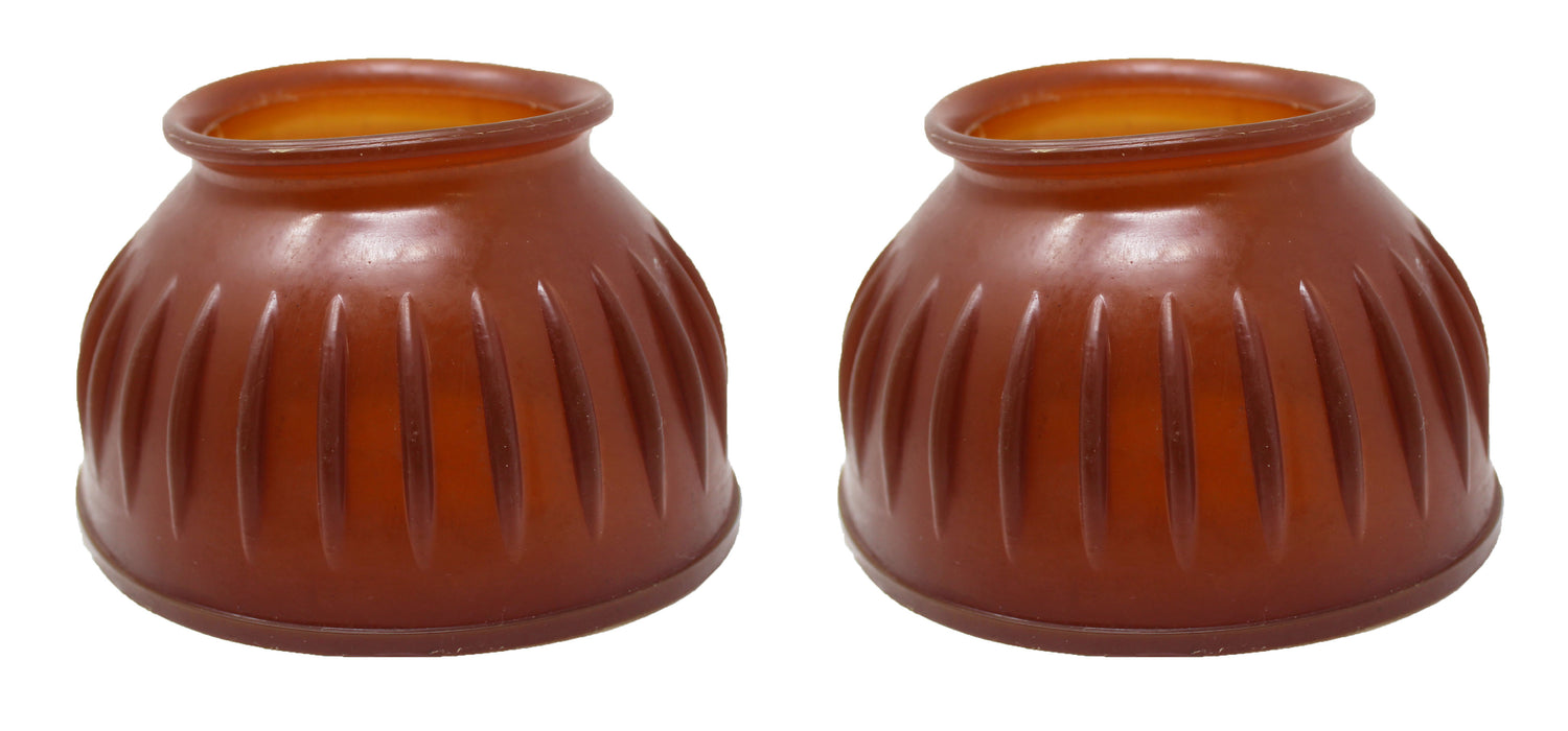 Horse Training Ribbed Rubber Hoof Impact Pull On Overreach Protection Bell Boots 41HI02