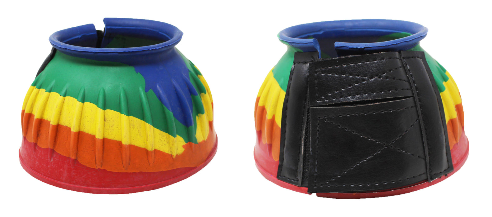 Horse Training Ribbed Rubber Hoof Impact Pull On Overreach Protection Bell Boots 41HI02