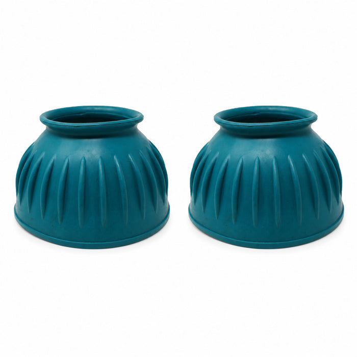 Horse Training Ribbed Rubber Hoof Impact Pull On Overreach Protection Bell Boots 41HI02