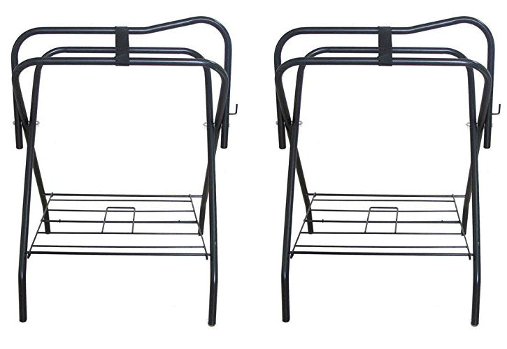 Horse English Western Freestanding Folding Metal Saddle Rack Stands Tack Black 4601