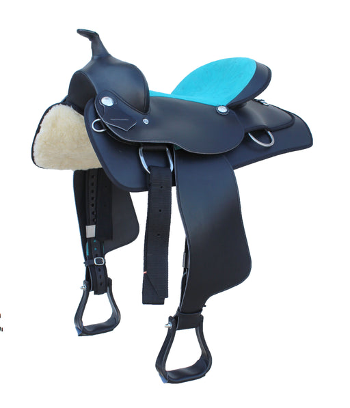 Western Horse Cordura Trail Barrel Pleasure Horse Saddle Turquoise 49105