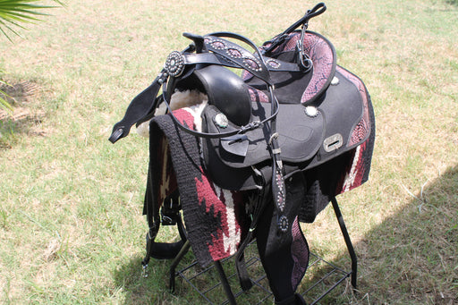 Western Cordura Trail Barrel Pleasure Horse SADDLE Bridle Tack Purple 4975