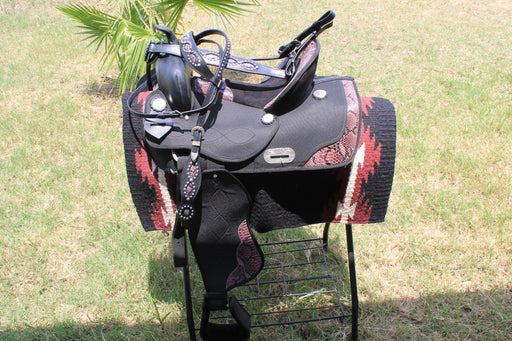 Western Cordura Trail Barrel Pleasure Horse SADDLE Bridle Tack Purple 4975