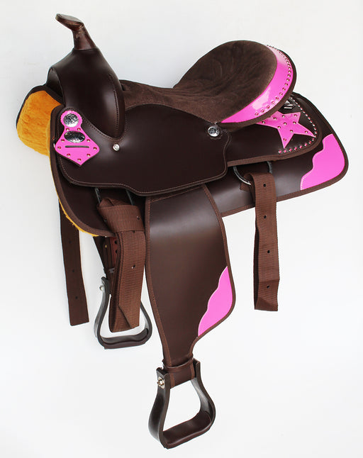 Western Cordura Trail Barrel Pleasure Horse SADDLE Bridle Brown 4992
