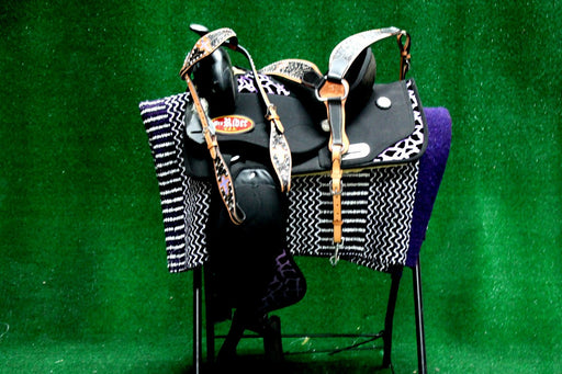 14" Western Cordura Trail Barrel Pleasure Horse SADDLE Bridle Tack Purple 49S05
