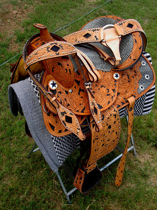 Horse Western Barrel Show Pleasure LEATHER SADDLE Bridle  50115