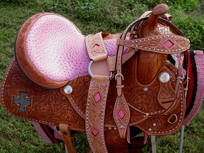 Horse Western Barrel Show Pleasure LEATHER SADDLE Cross 5062