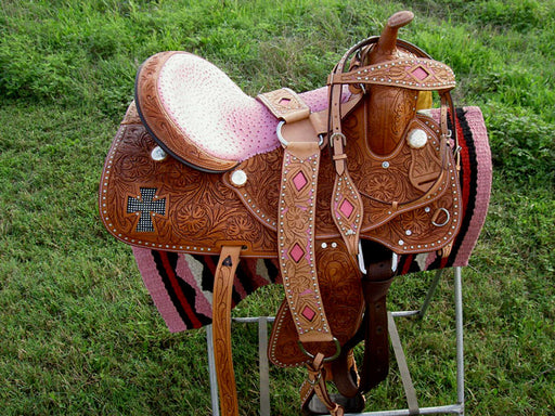 Horse Western Barrel Show Pleasure LEATHER SADDLE Cross 5062