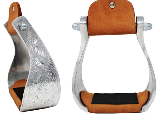 Horse Saddle Stirrups Western Aluminium Engraved Trail Riding 51204