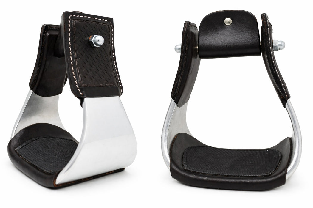 Challenger 5 3/8" Wide Western Saddle Aluminium Bell Roper Stirrups 51133BR
