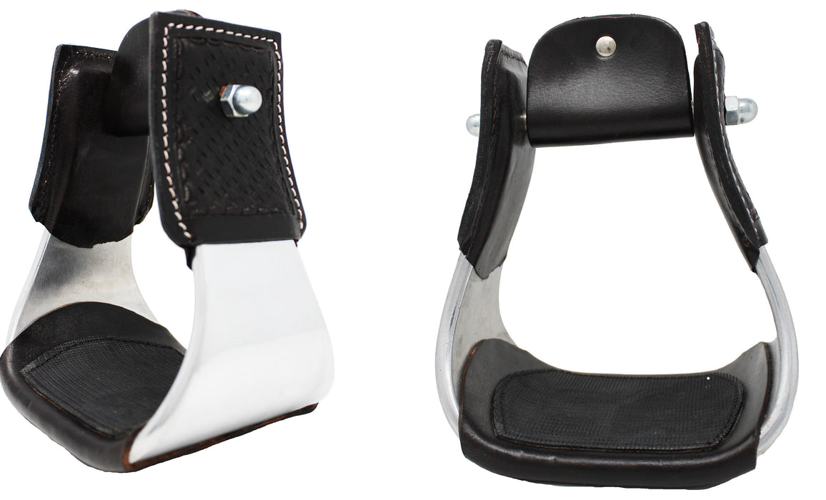 Challenger 5 3/8" Wide Western Saddle Aluminium Bell Roper Stirrups 51133BR