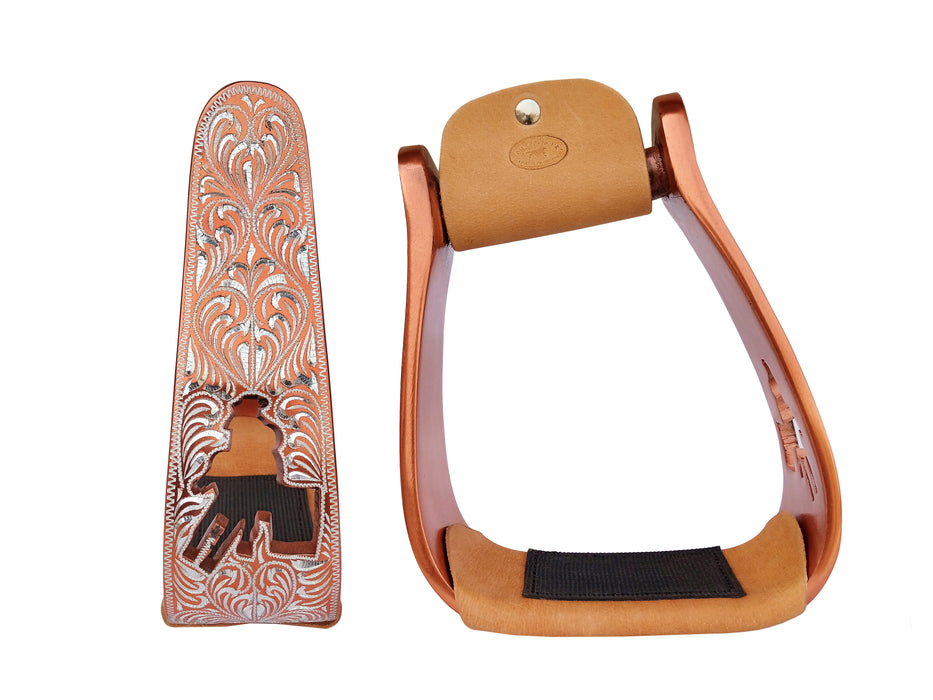 Horse Saddle Western Riding Aluminum Stirrups Roper Angled Slanted Pair 51151v