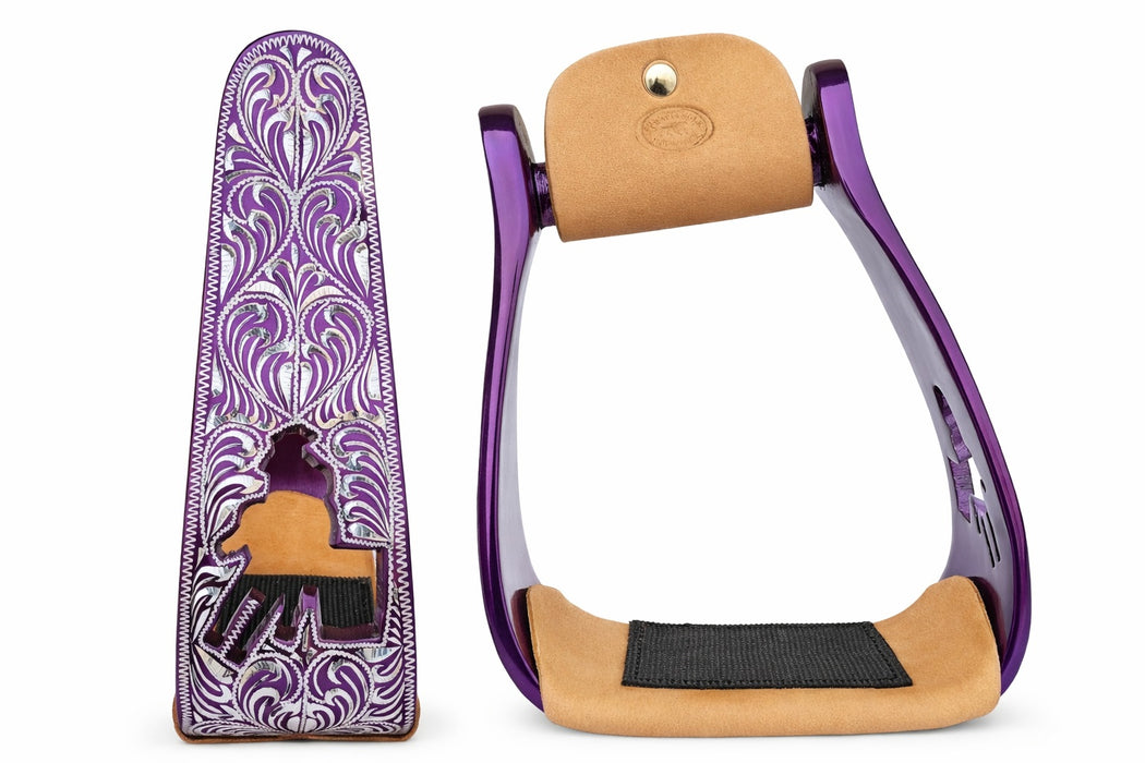 Horse Saddle Western Riding Aluminum Stirrups Roper Angled Slanted Pair 51151v