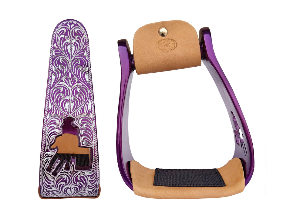 Horse Saddle Western Riding Aluminum Stirrups Roper Angled Slanted Pair 51151v