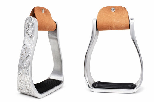Horse Saddle Aluminium Western Riding SS Stirrups Leather Tread 51153