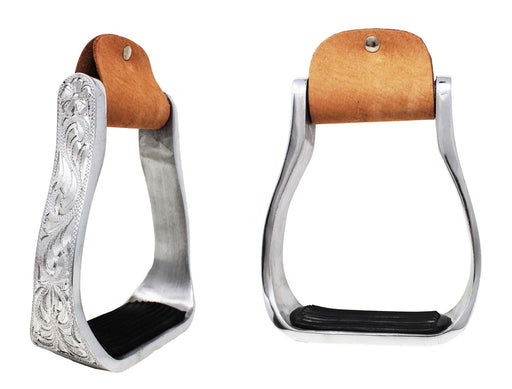 Horse Saddle Aluminium Western Riding SS Stirrups Leather Tread 51153