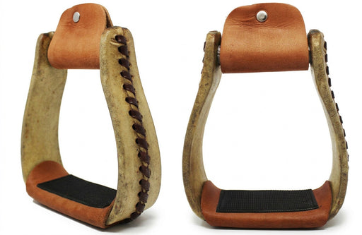 Horse Western Rawhide Covered Aluminum Saddle Roper Stirrups Tack 51175