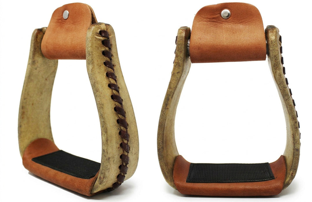 Horse Western Rawhide Covered Aluminum Saddle Roper Stirrups Tack 51175