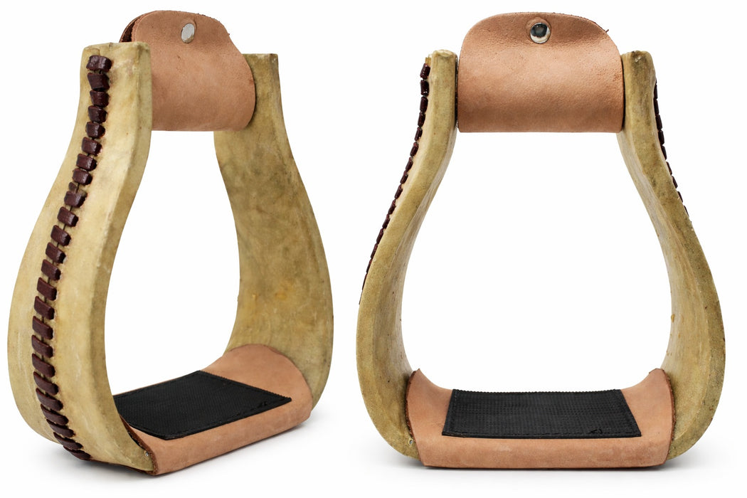 Horse 5-3/4" Wide Horse Western Saddle Rawhide Leather Covered Roper Stirrups 51175W