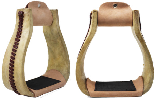 Horse 5-3/4" Wide Horse Western Saddle Rawhide Leather Covered Roper Stirrups 51175W