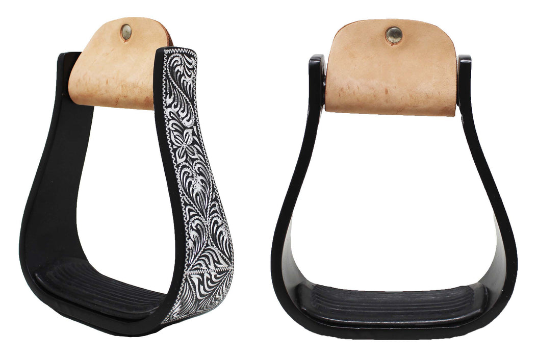 Horse Western 5" Wide Barrel Racer Engraved Aluminum Show Stirrups 51177v