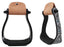Horse Western Black Engraved Rhinestone Barrel Racing Aluminum Show Stirrups 51179v