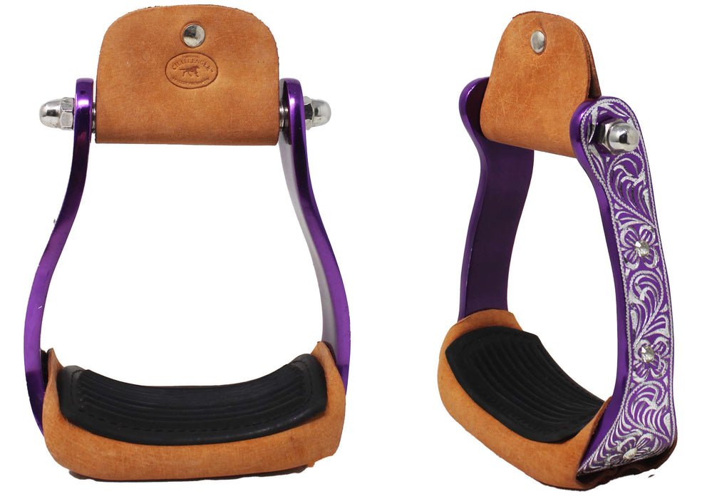Horse Western Black Engraved Rhinestone Barrel Racing Aluminum Show Stirrups 51179v