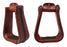 Horse Saddle Stirrups Western Brown Rawhide Covered Bell Riding Mahogany Red 51217