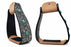 Horse 5" Black Slanted Offset Angled Saddle Stirrups Green Turquoise Stone 51225