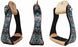 Horse 5" Black Aluminum Engraved Barrel Racing Stirrups w/ Turquoise Stones 51230L