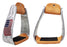 Horse Western 5" Patriotic American Flag Engraved Aluminum Angled Stirrups 51232