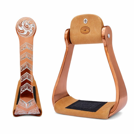 Horse Western 5" Wide Barrel Racer Engraved Aluminum Show Stirrups 51244