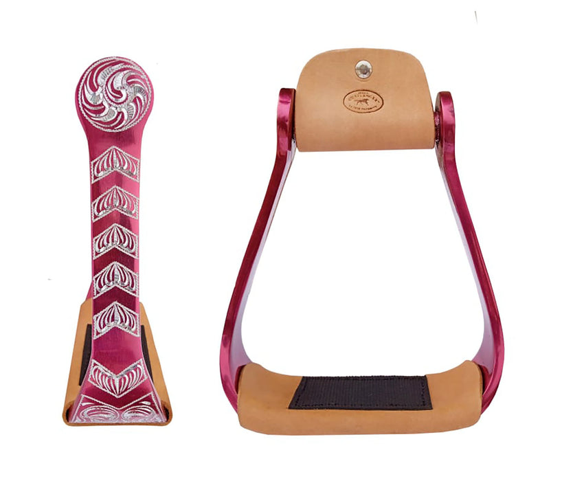 Horse Western 5" Wide Barrel Racer Engraved Aluminum Show Stirrups 51244