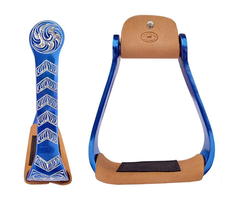 Horse Western 5" Wide Barrel Racer Engraved Aluminum Show Stirrups 51244