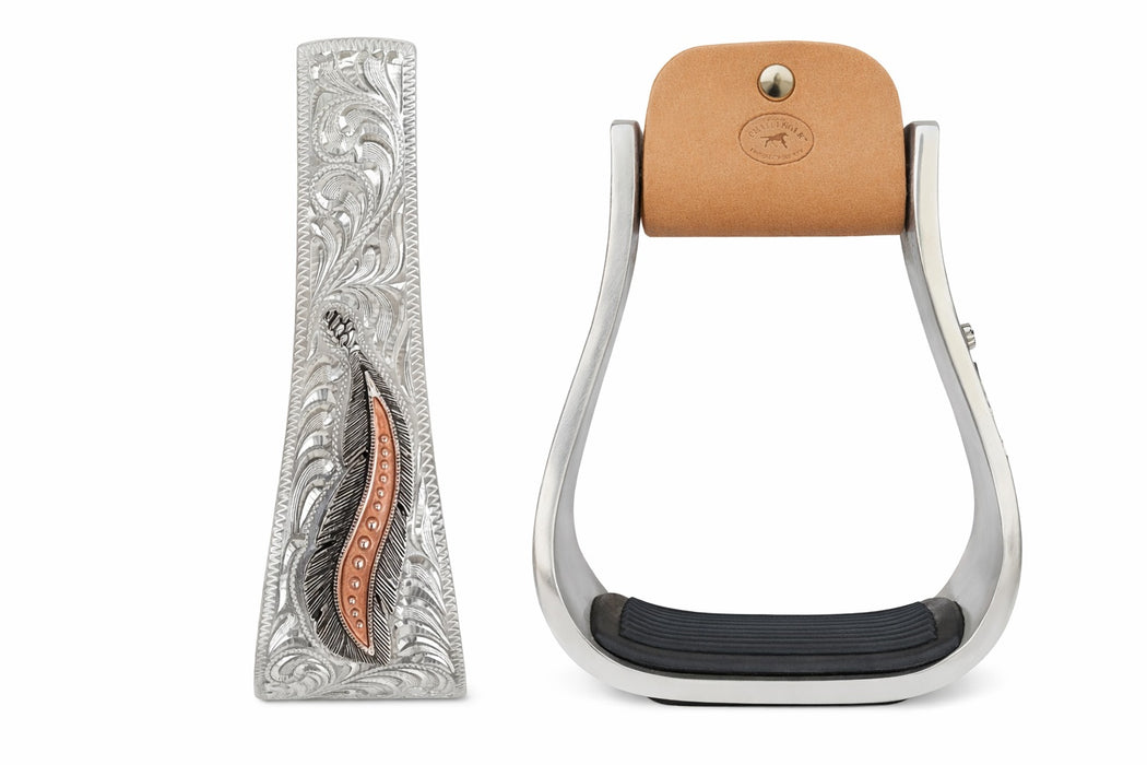 Horse Western Aluminum Feather Engraved Saddle Stirrups 51245