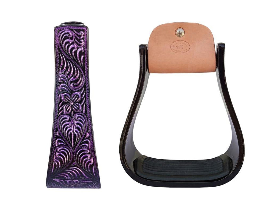 Horse Western 5" Wide Barrel Racer Black Aluminum Engraved Show Stirrups 51248