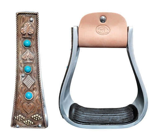 Horse 5" Aluminum Antique Deck of Cards Engraved Western Saddle Stirrups 51256