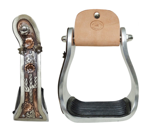 Horse 5" Aluminum Cactus Engraved Western Ridding Barrel Saddle Stirrups 51263