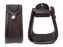 Challenger Western Leather Wrapped Stirrups Tooled Basket Weave Design with Leather Tread Saddle Stirrups 3-1/2" Tread 51266
