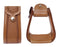 Challenger Western Leather Wrapped Stirrups Tooled Basket Weave Design with Leather Tread Saddle Stirrups 3-1/2" Tread 51266