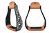 Western Show Horse Saddle Stirrups Aluminum Leather Tread Cross Engraved 5145v