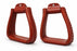 Western Horse Saddle Tack Leather Covered Angled Sloped Stirrups Tan 5155