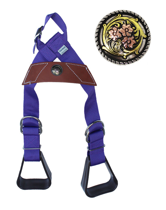 Horse Western Purple Nylon Adjustable Saddle Youth Rider Kids Buddy Stirrups 5159