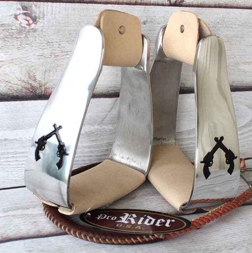 Horse Saddle Slanted Angled Sloped Stirrups Cross Aluminum Leather 5180
