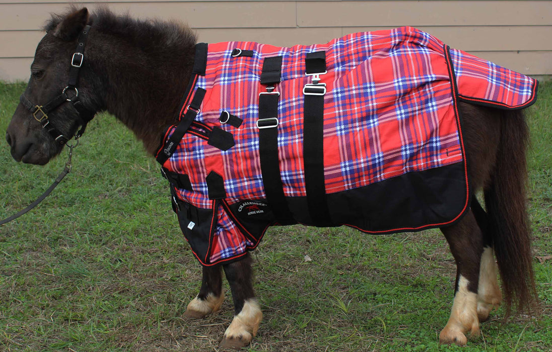 1200D Miniature Weanling Donkey Pony Horse Foal Winter Blanket Red Plaid 51972B